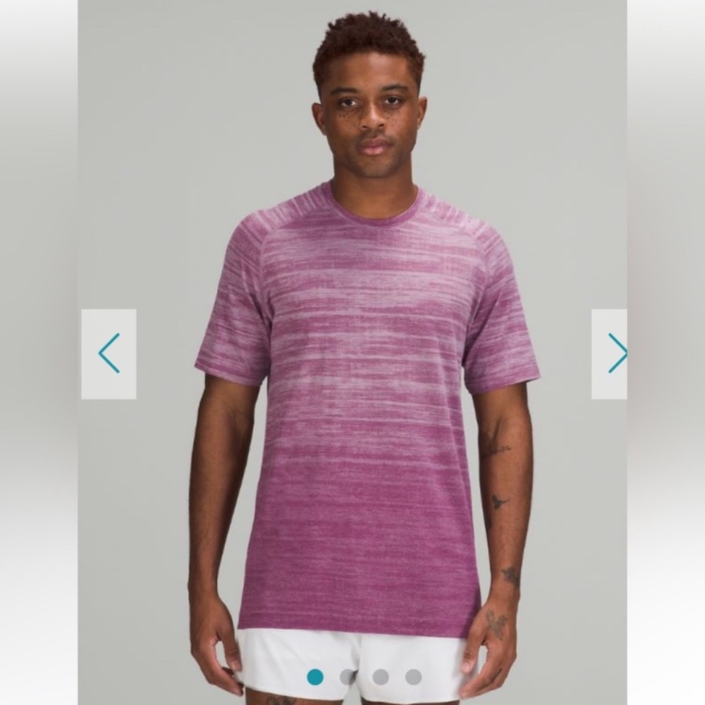 Lululemon Metal Vent Tech T2.0 Static Storm Stripe Vintage Plum/Dusty Rose in XL